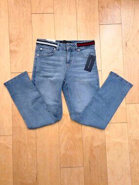 Tommy Hilfiger sz 10 Girl Relaxed Straight Leg Jeans with Red White Blue Ribbon